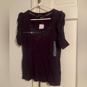 August Silk Ladies SS Scoop Neck Royalty Purple Sweater Top Medium NWT